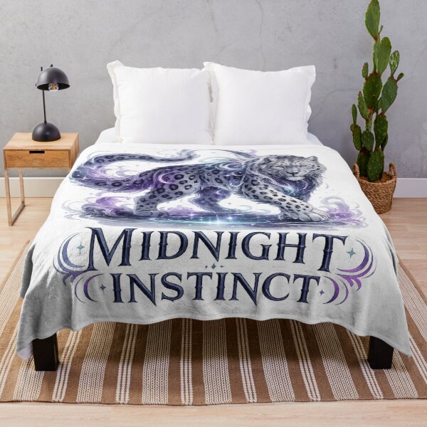 Item preview, Midnight Instinct Snow Leopard Celestial Fantasy Moon Mystical Wildlife Art designed and sold by inkoutninja.