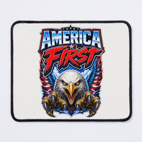 Item preview, America First Bald Eagle – Patriotic American Flag Eagle USA Pride designed and sold by WLHmedia.com .