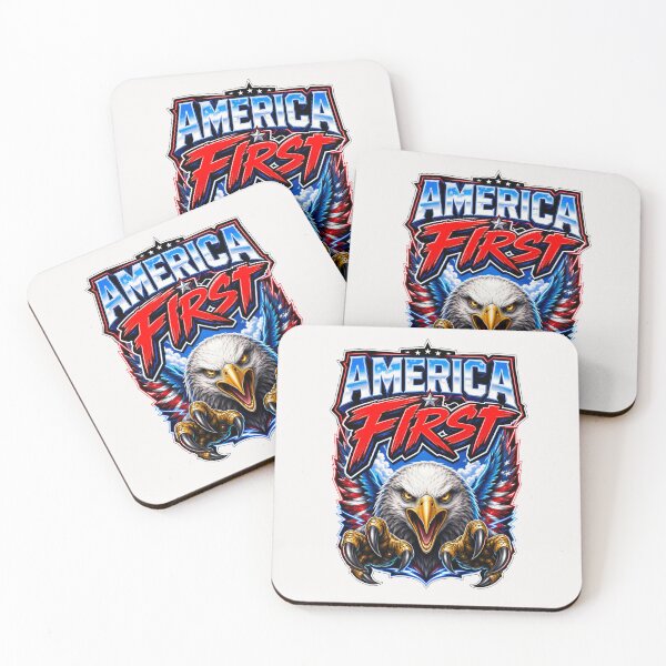 Item preview, America First Bald Eagle – Patriotic American Flag Eagle USA Pride designed and sold by WLHmedia.com .