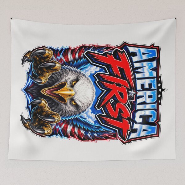 Item preview, America First Bald Eagle – Patriotic American Flag Eagle USA Pride designed and sold by WLHmedia.com .