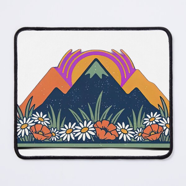 Item preview, Retro mountain with trees wildflowers vintage designed and sold by Expressions-Sel.