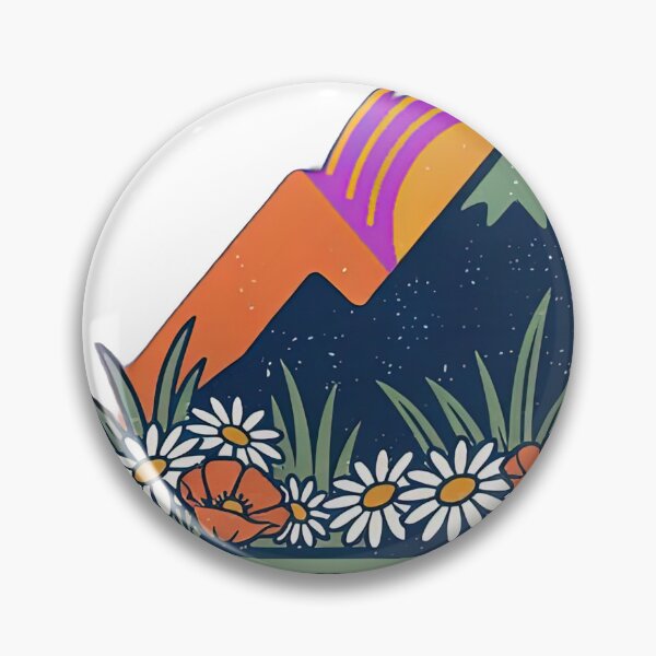 Item preview,  Retro mountain with trees wildflowers vintage  designed and sold by Expressions-Sel.