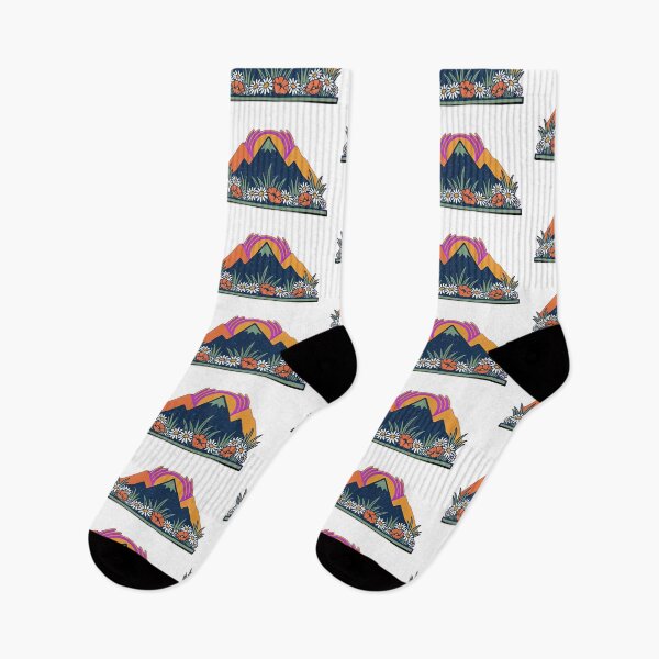 Item preview,  Retro mountain with trees wildflowers vintage  designed and sold by Expressions-Sel.