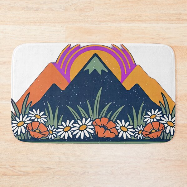 Item preview,  Retro mountain with trees wildflowers vintage  designed and sold by Expressions-Sel.