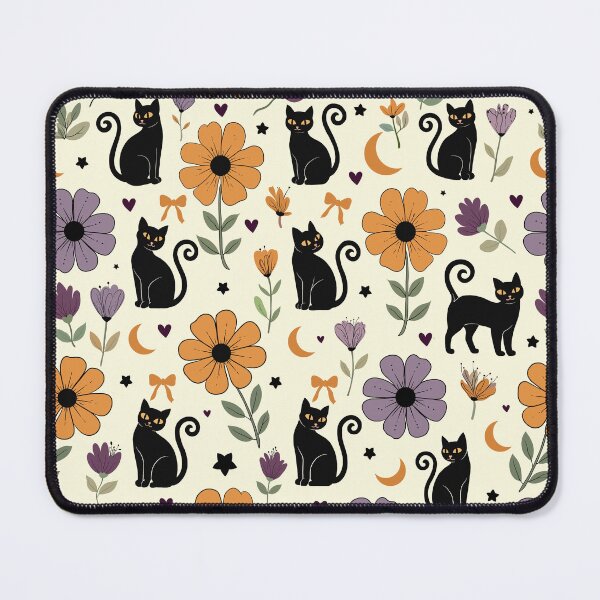 Item preview, Black Cat and Floral Halloween Seamless Pattern. designed and sold by i-have-idea.