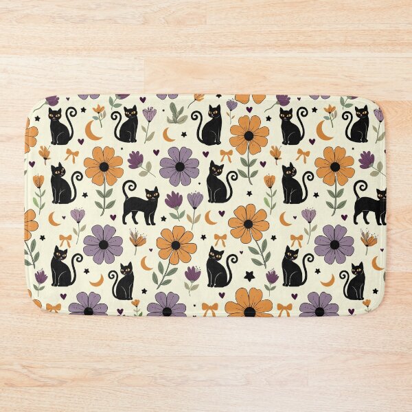 Item preview, Black Cat and Floral Halloween Seamless Pattern. designed and sold by i-have-idea.