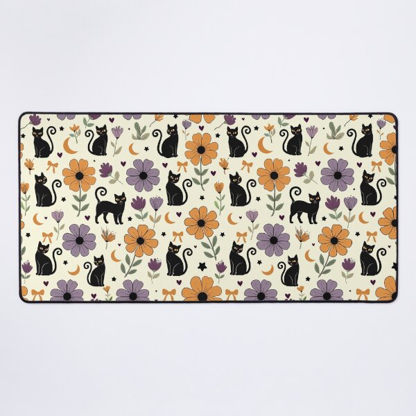 Item preview, Black Cat and Floral Halloween Seamless Pattern. designed and sold by i-have-idea.