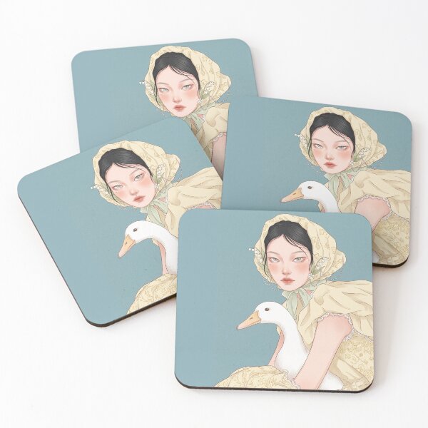 Item preview, Elegant Woman with Goose and Lily of the Valley Vintage Illustration designed and sold by Pasteltone.