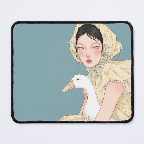 Item preview, Elegant Woman with Goose and Lily of the Valley Vintage Illustration designed and sold by Pasteltone.