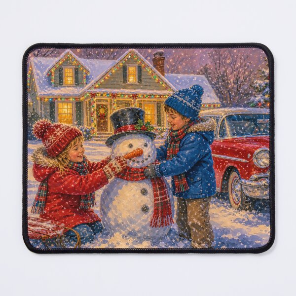 Item preview, Vintage 1950s Christmas Snow Day Kids Building a Snowman designed and sold by acceleratorhams.
