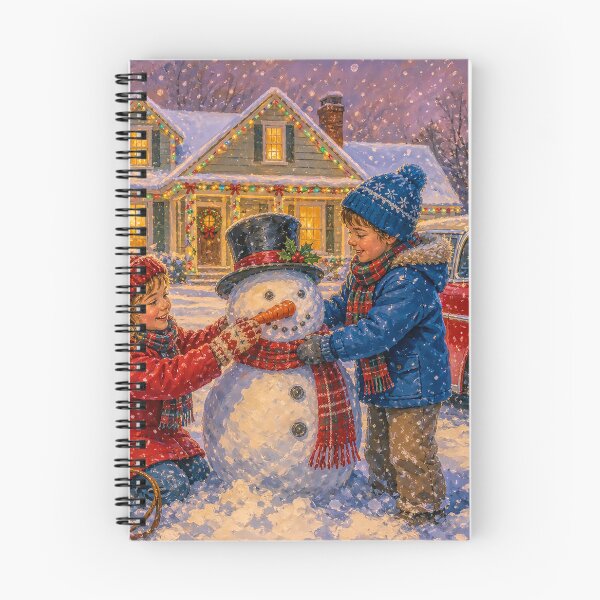 Item preview, Vintage 1950s Christmas Snow Day Kids Building a Snowman designed and sold by acceleratorhams.