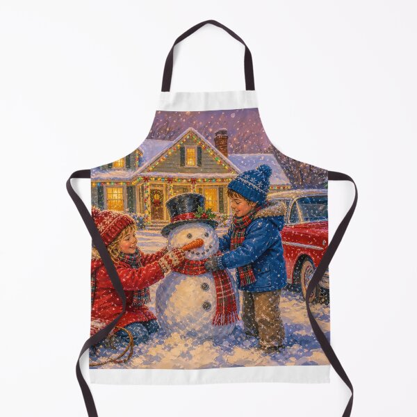 Item preview, Vintage 1950s Christmas Snow Day Kids Building a Snowman designed and sold by acceleratorhams.