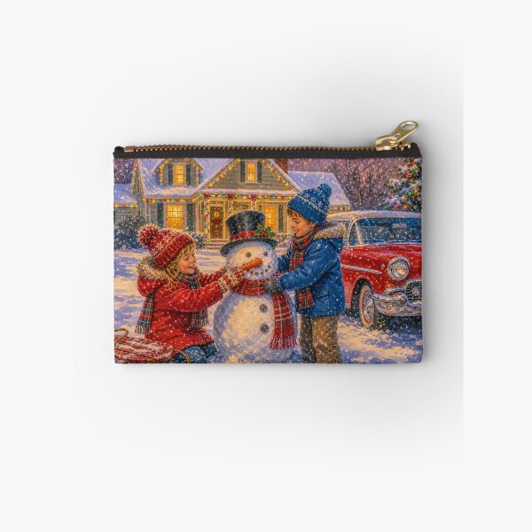 Item preview, Vintage 1950s Christmas Snow Day Kids Building a Snowman designed and sold by acceleratorhams.