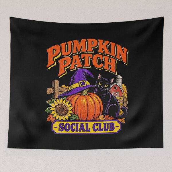 Item preview, Pumpkin Patch Social Club Witch Pumpkin Black Cat Barns designed and sold by yassin-stags.