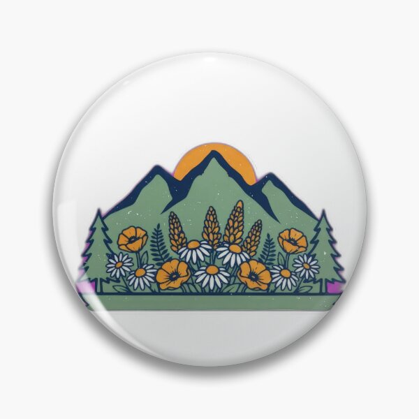 Item preview, Retro mountain with trees wildflowers vintage mountain designed and sold by Expressions-Sel.