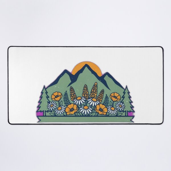 Item preview, Retro mountain with trees wildflowers vintage mountain designed and sold by Expressions-Sel.