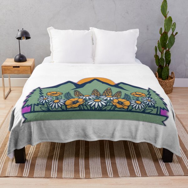 Item preview, Retro mountain with trees wildflowers vintage mountain designed and sold by Expressions-Sel.