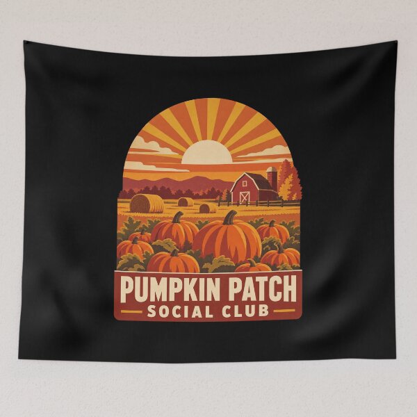 Item preview, Pumpkin Patch Social Club Sunset Farm Harvest Badge Artwork designed and sold by yassin-stags.