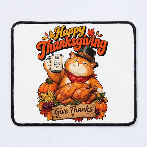 Item preview, Retro Thanksgiving Cat Turkey Feast – Happy Thanksgiving Give Thanks designed and sold by Grump and Co.