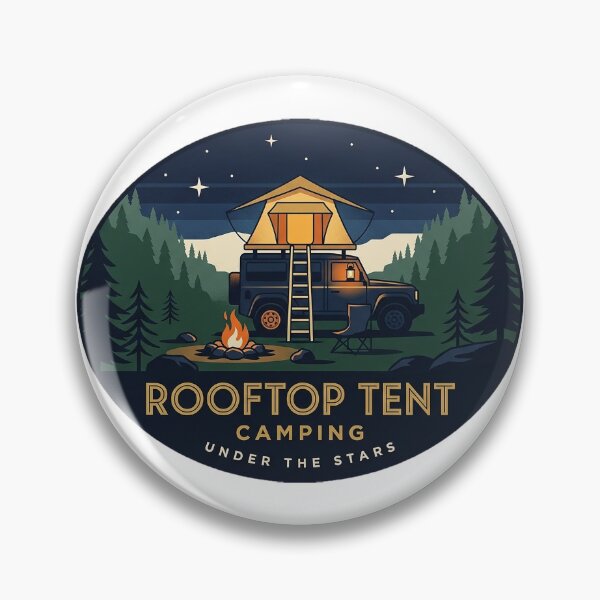 Item preview, Rooftop Tent Camping Campfire Art Deco Oval Sticker designed and sold by DetourDgn.