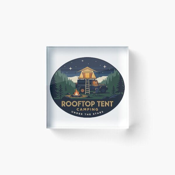 Item preview, Rooftop Tent Camping Campfire Art Deco Oval Sticker designed and sold by DetourDgn.