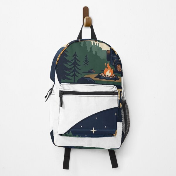 Item preview, Rooftop Tent Camping Campfire Art Deco Oval Sticker designed and sold by DetourDgn.