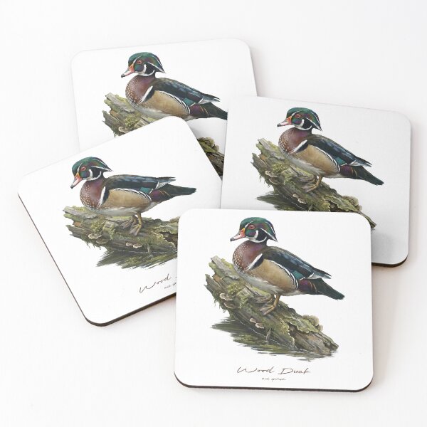 Item preview, Wood Duck on Mossy Log Bird Illustration designed and sold by Takeda-art.