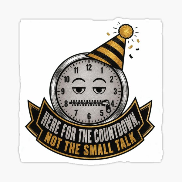 Item preview, Here for the Countdown, Not the Small Talk Introvert NYE Tee designed and sold by RokomariFabric.