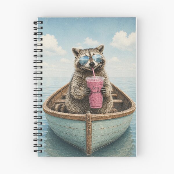 Item preview, Happy Raccoon in Boat Drinking Berry Smoothie with Sunglasses designed and sold by littleblued.