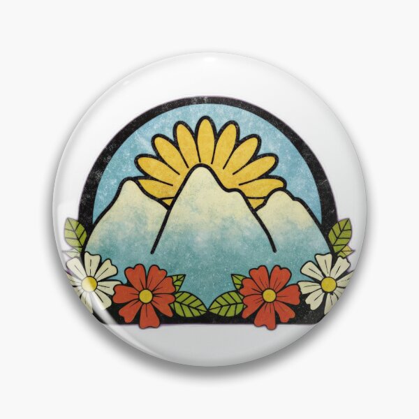 Item preview, Retro mountain with trees wildflowers vintage mountain designed and sold by Expressions-Sel.