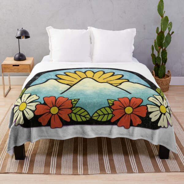 Item preview, Retro mountain with trees wildflowers vintage mountain designed and sold by Expressions-Sel.