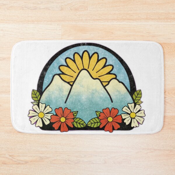 Item preview, Retro mountain with trees wildflowers vintage mountain designed and sold by Expressions-Sel.