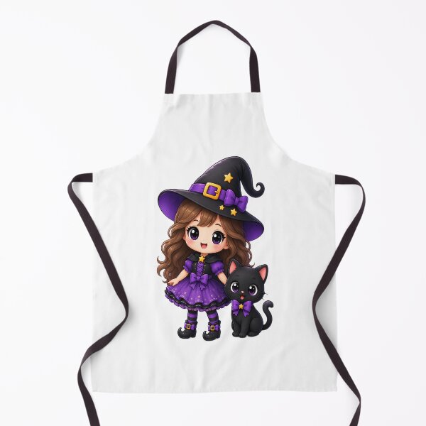 Item preview, Cute Halloween Witch Girl with Black Cat Kawaii Halloween Art designed and sold by Pixanova.
