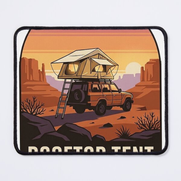 Item preview, Rooftop Tent Camping Sticker - Desert Mesa Sunset Overland Badge designed and sold by DetourDgn.