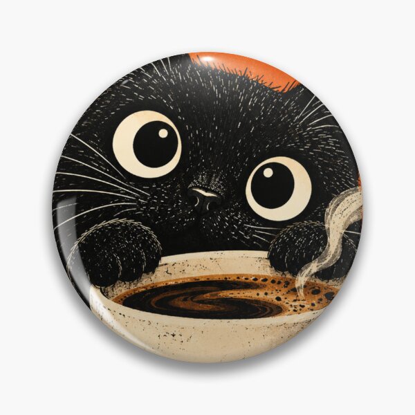 Item preview, Black Cat Coffee – Cute Cat Drinking Coffee, Coffee Lover Gift designed and sold by AbstractAuraArt.