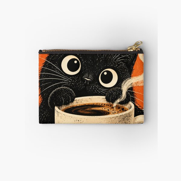 Item preview, Black Cat Coffee – Cute Cat Drinking Coffee, Coffee Lover Gift designed and sold by AbstractAuraArt.