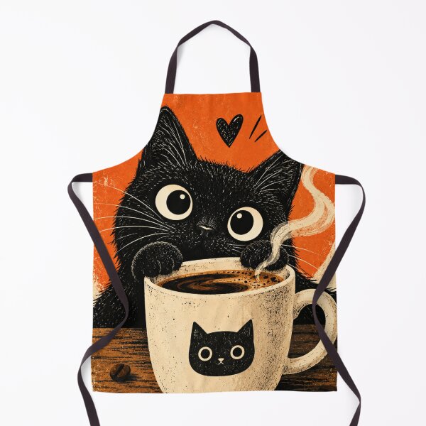 Item preview, Black Cat Coffee – Cute Cat Drinking Coffee, Coffee Lover Gift designed and sold by AbstractAuraArt.