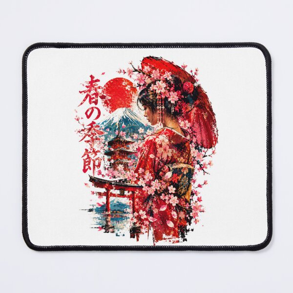 Item preview, Japanese Spring Blossom Geisha – Mount Fuji & Cherry Blossoms designed and sold by JOHN44ART.