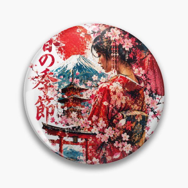 Item preview, Japanese Spring Blossom Geisha – Mount Fuji & Cherry Blossoms designed and sold by JOHN44ART.