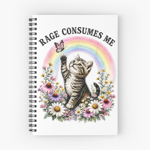 Item preview, Rage Consumes Me Cute Kitten Sarcastic Cat Rainbow Butterfly  designed and sold by fibiiiartstudio.