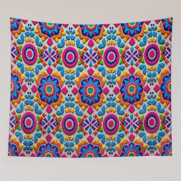 Item preview, Mexican Folk Art Eagle - Colorful Mosaic Talavera Geometric Pattern designed and sold by Breezes-of-Ida.