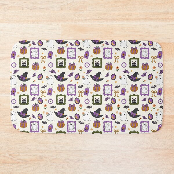 Item preview, Cute Halloween Ghost Pumpkin Cat and Witch Hat Pattern designed and sold by i-have-idea.