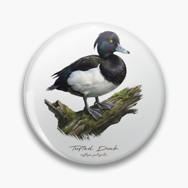 Item preview, Tufted Duck on Mossy Log Bird Illustration designed and sold by Takeda-art.