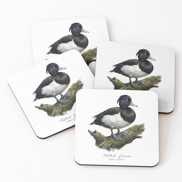 Item preview, Tufted Duck on Mossy Log Bird Illustration designed and sold by Takeda-art.
