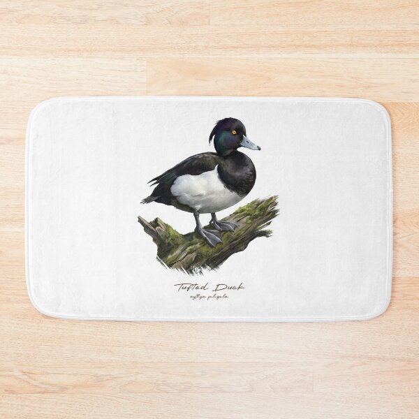 Item preview, Tufted Duck on Mossy Log Bird Illustration designed and sold by Takeda-art.