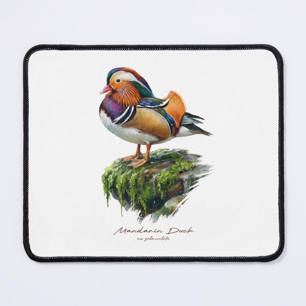 Item preview, Mandarin Duck on Mossy Rock Bird Illustration designed and sold by Takeda-art.