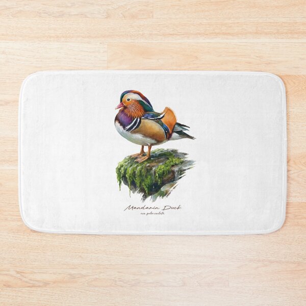 Item preview, Mandarin Duck on Mossy Rock Bird Illustration designed and sold by Takeda-art.