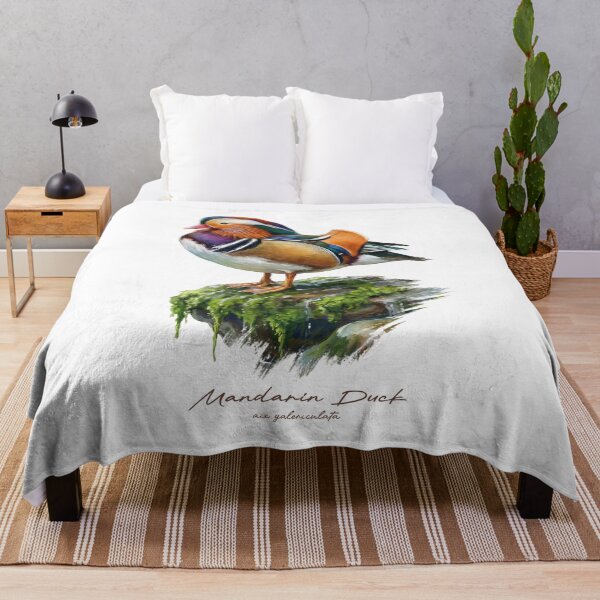 Item preview, Mandarin Duck on Mossy Rock Bird Illustration designed and sold by Takeda-art.