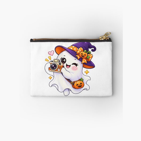 Item preview, Cute Halloween Ghost with Camera Kawaii Pumpkin Witch Hat designed and sold by Pixanova.