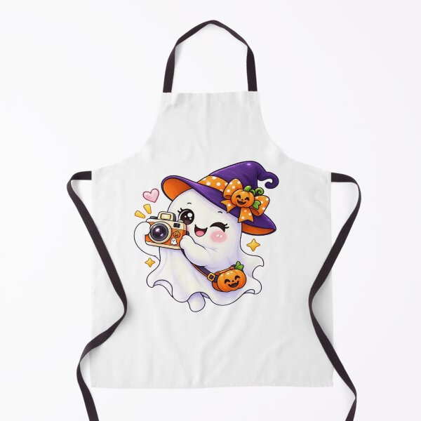 Item preview, Cute Halloween Ghost with Camera Kawaii Pumpkin Witch Hat designed and sold by Pixanova.